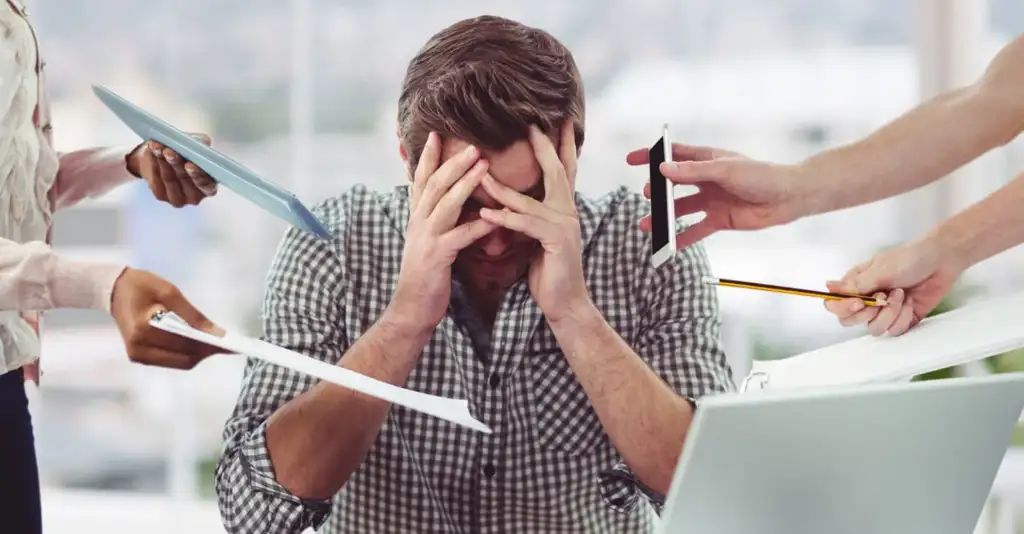 Young professional experiencing stress and mental fatigue showing cognitive burnout symptoms